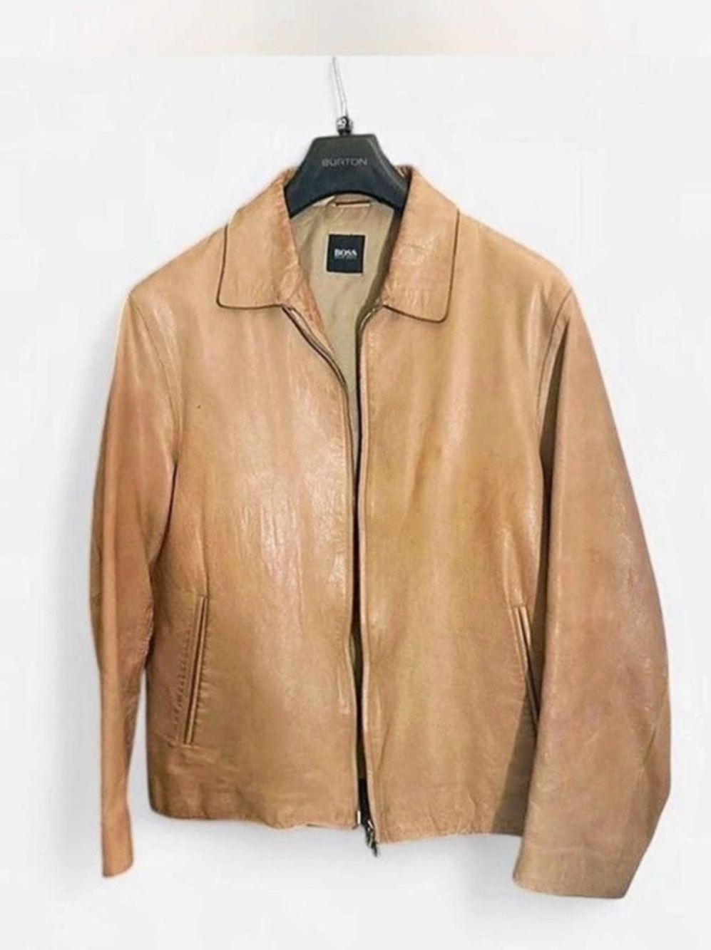Hugo BOSS Vintage Leather Jacket in Brown